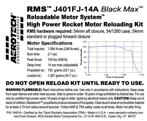 AeroTech J401FJ-14A RMS-54/1280 Reload Kit (1 Pack) - 104014