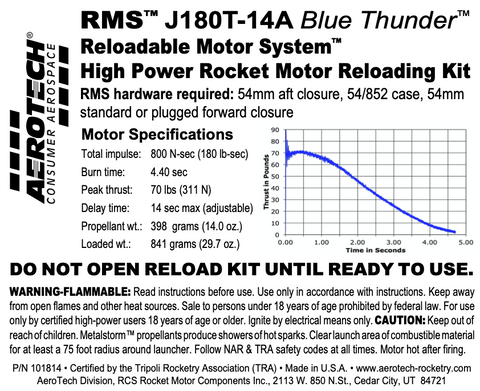 AeroTech J180T-14A RMS-54/852 Reload Kit (1 Pack) - 101814